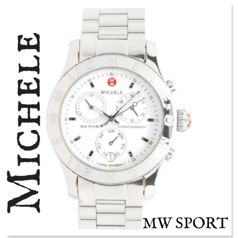 Michele MW Sport Silver Chronograph Swiss Quartz Watch - Works